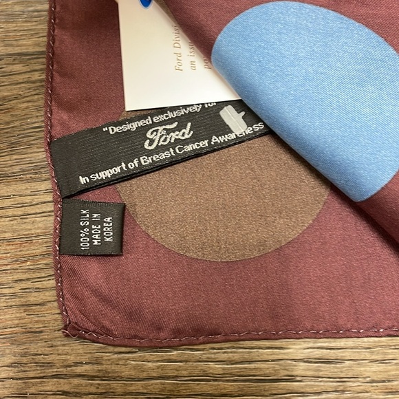 Breast Cancer Awareness Scarf Maroon Leonello Borghi Polka Dots by Ford 55x10.5” - Picture 12 of 16